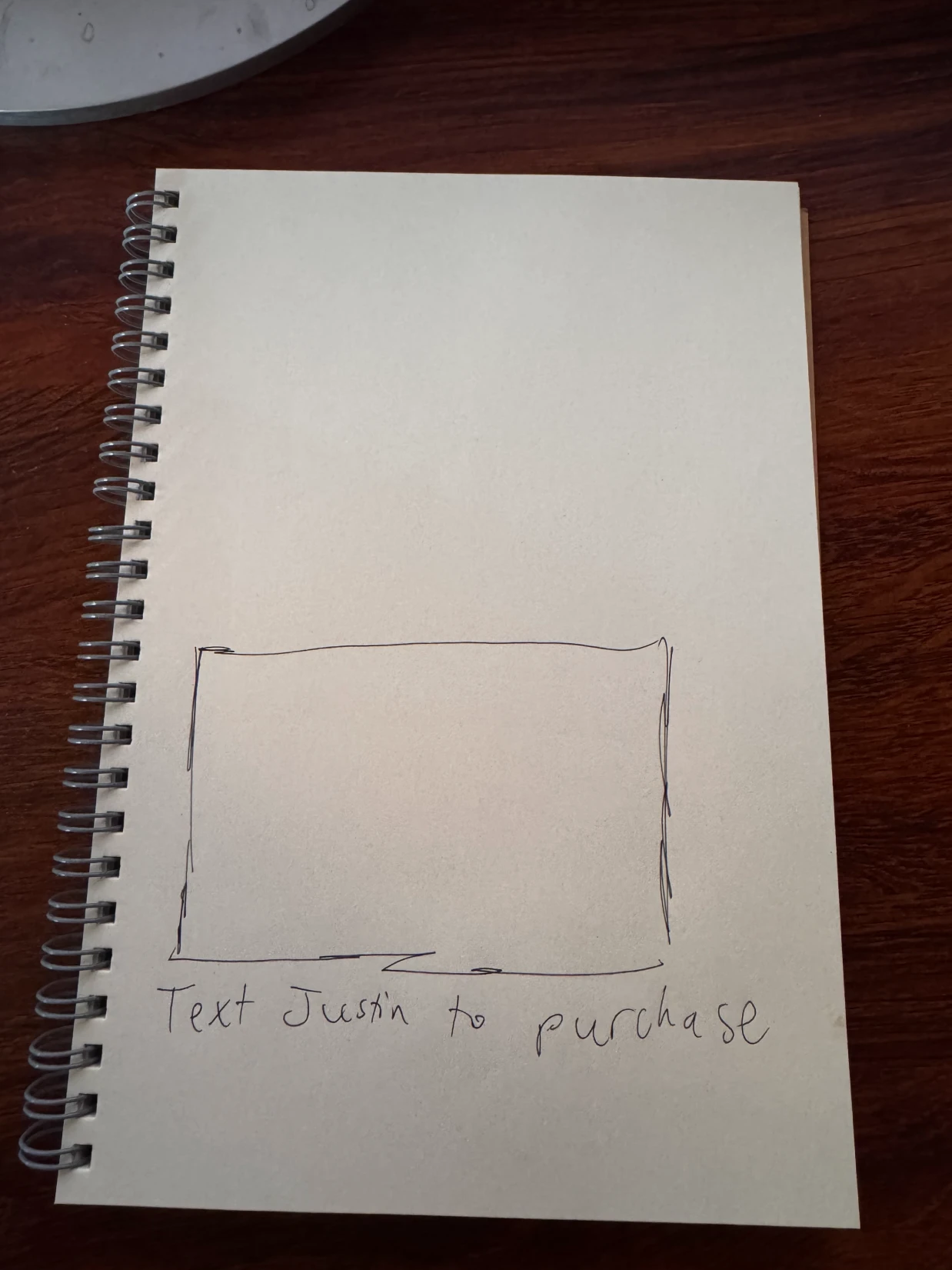 an item details page. Says 'Text Justin to purchase'